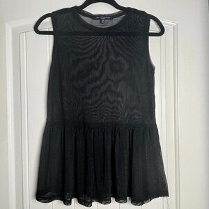 One Clothing Black Sheer Peplum Sleeveless Top XS